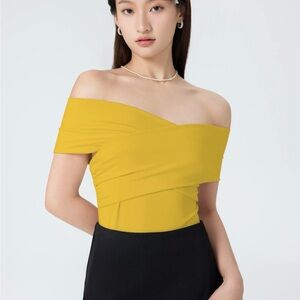 Cider Yellow Off-Shoulder Body Suit
